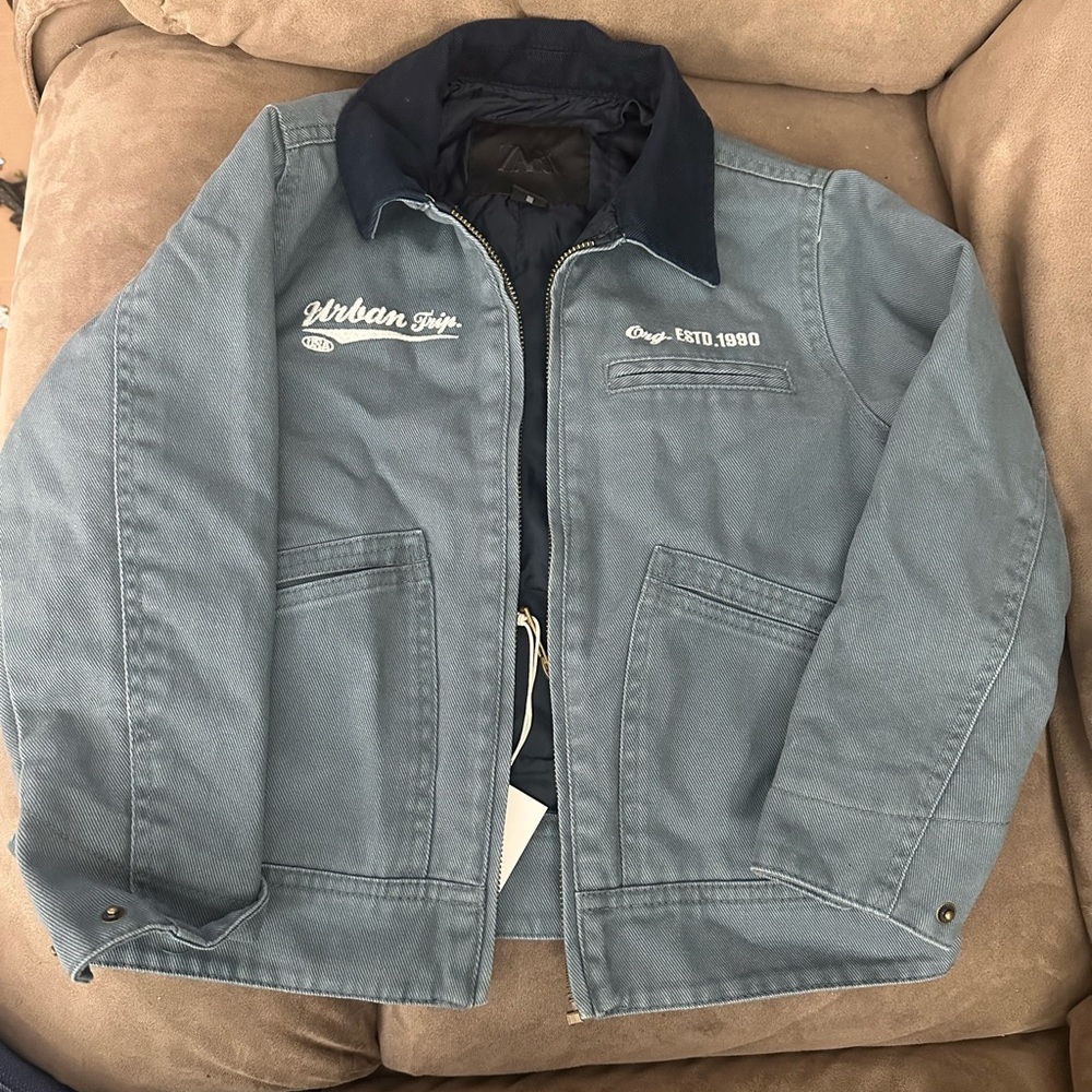 Zara Light Blue and Navy Jacket Sz 6-7
